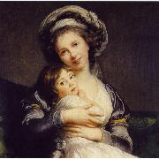 elisabeth vigee-lebrun Self-Portrait in a Turban with Her Child painting
